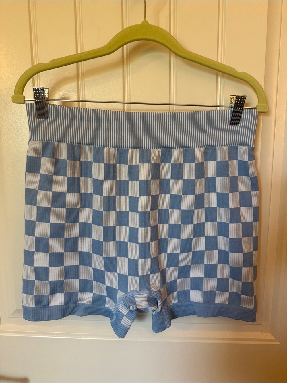 Checkerboard Blue & White Women’s Bike Shorts